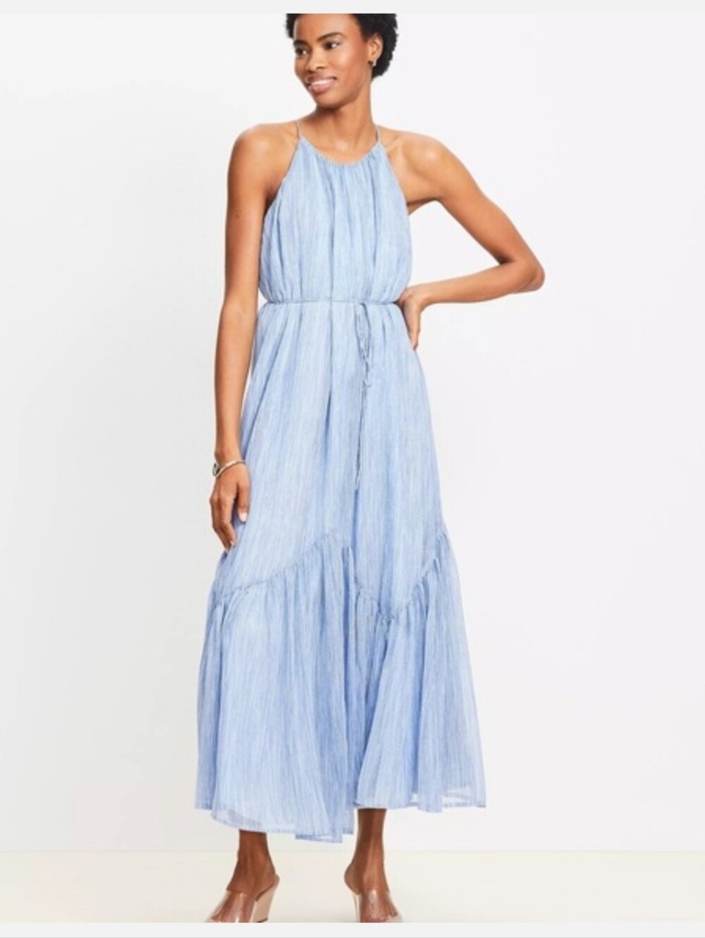 Loft Light Blue Halter Maxi Dress